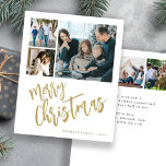 Budget 6 photo or Joyeux Noël Carte de vacances<br><div class="desc">Style moderne Joyeux Noël faux or manuscrit script de calligraphie 6 photos de famille simple blanc carte de vacances BUDGET avec votre texte personnalisé sur les deux côtés. VEUILLEZ NOTER que les couleurs de l'arrière - plan et du script sont modifiables. Vous pouvez modifier n'importe lequel d'entre eux après avoir...</div>
