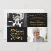 Budget 80e anniversaire 2 Photos Invitation rétro (Devant)