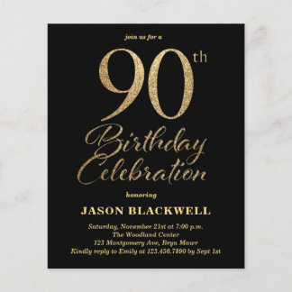 Budget 90e verjaardag viering uitnodiging