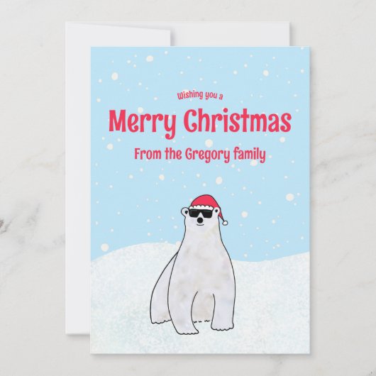 Budget aangepast Prettig kerstfeest Ijsbeer Cartoo Feestdagenkaart (Voorkant)