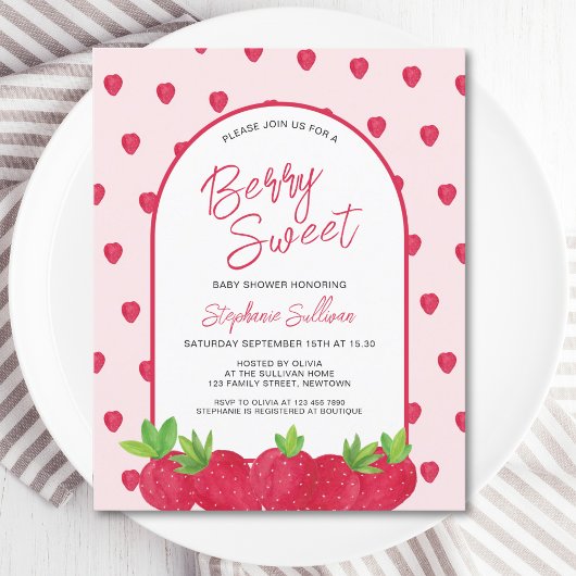 Budget aardbeien bessen zoet Baby shower uitnodige