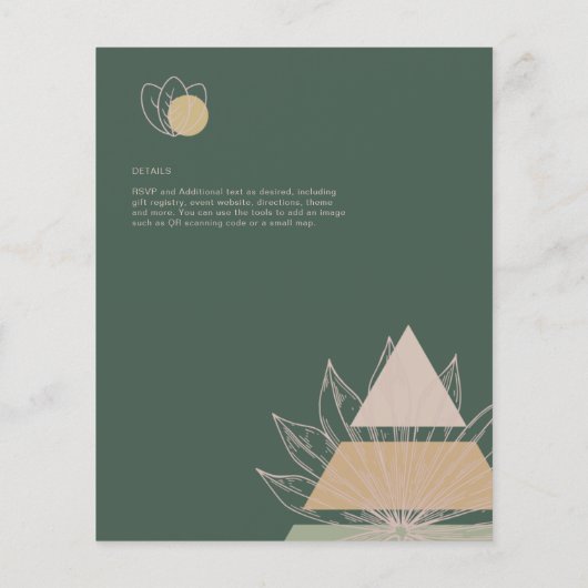 BUDGET Abstract Emerald Green Pampas Grass Wedding Flyer (Achterkant)