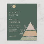 BUDGET Abstract Emerald Green Pampas Grass Wedding Flyer (Voorkant)