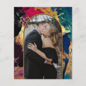 Budget abstract goud Band PHOTO bruiloft Uitnodigi Flyer (Achterkant)