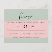 BUDGET Abstracte Sage Blush Pink Script Wedset Briefkaart (Voorkant)