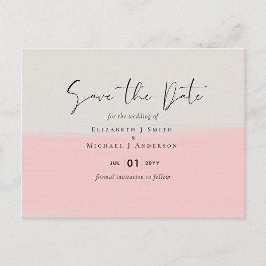 BUDGET Abstracte Sage Blush Pink Script Wedset Briefkaart (Voorkant)