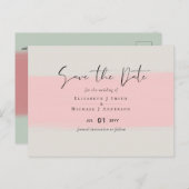 BUDGET Abstracte Sage Blush Pink Script Wedset Briefkaart (Voorkant / Achterkant)