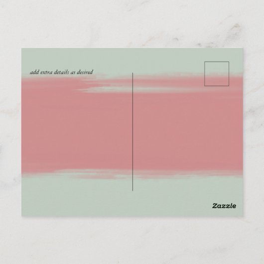 BUDGET Abstracte Sage Blush Pink Script Wedset Briefkaart (Achterkant)