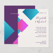 Budget Abstracte Turquoise Pink Wedding Invites (Voorkant / Achterkant)