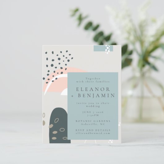 Budget Abstracte Vormen pasteelgrijze bruiloft uit (Staand voorkant)