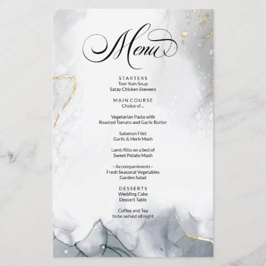 BUDGET Abstrait Noir & Blanc Aquarelle Menu (Devant)