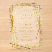 BUDGET Acryl bruiloft Goud Faux Folie Elegant Acryl Uitnodigingen (Voorkant)