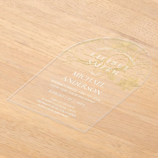 BUDGET Acryl bruiloft Goud Wit Elegant Chic Acryl Uitnodigingen (Laagn)