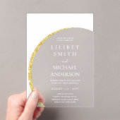 BUDGET Acryl bruiloft Modern Wit Goud Minimal Acryl Uitnodigingen (Insitu (Draagbaar))