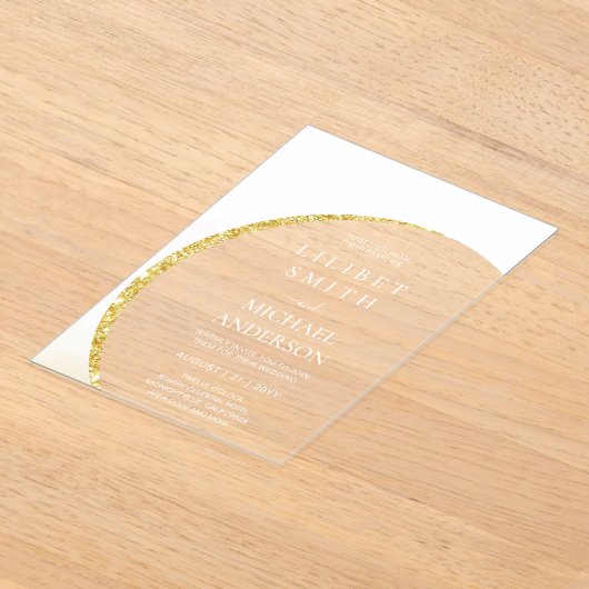 BUDGET Acryl bruiloft Modern Wit Goud Minimal Acryl Uitnodigingen (Laagn)