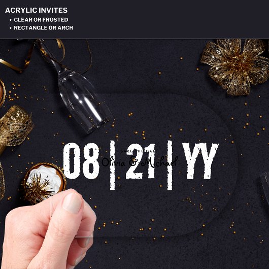 BUDGET Acryl bruiloft Save Datum Minimalistische A Acryl Uitnodigingen