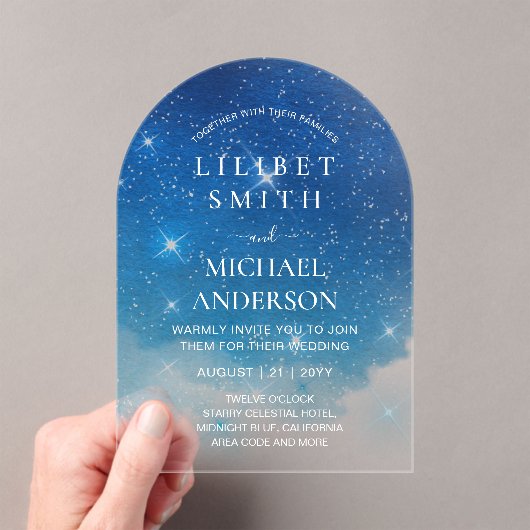 BUDGET Acryl bruiloft STERRENNACHT CELESTIAL SKY Acryl Uitnodigingen (Insitu (Draagbaar))