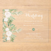 BUDGET Acryl Clear bruiloft Magnolia bloemen Acryl Uitnodigingen (Voorkant)