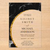 BUDGET Acryl Huwelijk Modern Zwart Goud Minimaal Acryl Uitnodigingen (Voorkant)