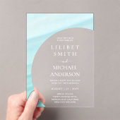 BUDGET Acryl Huwelijk Pastel Aqua Blauw Witte Teks Acryl Uitnodigingen (Insitu (Draagbaar))