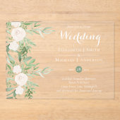 BUDGET Acryl Transparante Trouw Magnolia Bloemen Acryl Uitnodigingen (Voorkant)