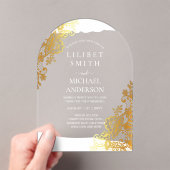 BUDGET Acryl Trouw Gouden Lace Filigraan Elegant Acryl Uitnodigingen (Insitu (Draagbaar))