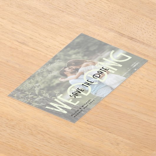 BUDGET Acryl Trouw Save the Date Opaque Foto Acryl Uitnodigingen (Laagn)