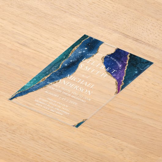 BUDGET Acryl Trouw STERRENNACHT HEMELSE LUCHT Acryl Uitnodigingen (Laagn)