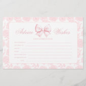 Budget Advies & Wensen Roze strik Baby shower Spel Briefpapier (Voorkant)