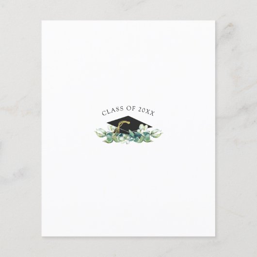 Budget Afstuderen Eucalyptus Script Uitnodiging (Achterkant)