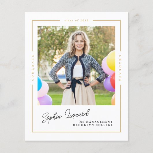 Budget Afstuderen Gold Lijst Photo Afstuderen Card (Voorkant)