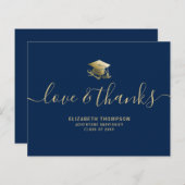 Budget Afstuderen Gold Love Bedankt Blue Hartelijk (Voorkant / Achterkant)