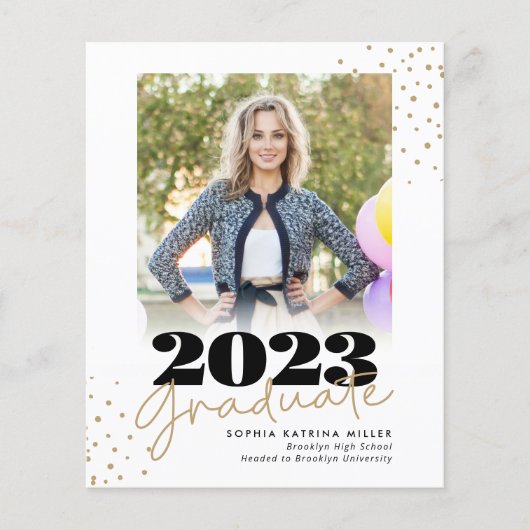 Budget Afstuderen Gold Stippen Foto Afstuderen (Voorkant)