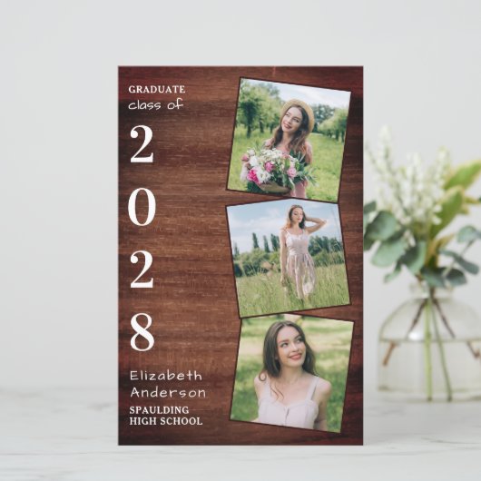 Budget Afstuderen Rustic 3 Foto aankondiging (Staand voorkant)