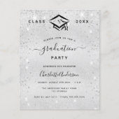 Budget afstuderen zilveren glitter modern (Voorkant)