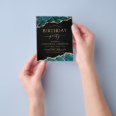 Budget Agaat Turquoise Verjaardagsfeest Teal Goud Flyer (Hand)