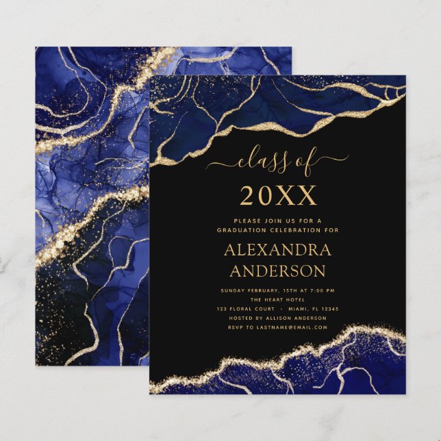 Budget Agate Afstuderen Klasse 2022 Navy Blue (Voorkant / Achterkant)