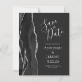 Budget Agate Black Silver Dark Save the Date (Voorkant)