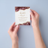 Budget Agate Burgundy Baby shower Gold Invitation Flyer (Hand)