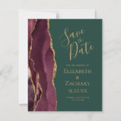 Budget Agate Burgundy Gold Green Save the Date (Voorkant)