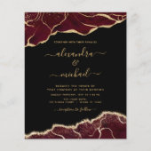 Budget Agate Burgundy Gold Weduwde Uitnodiging Flyer (Voorkant)