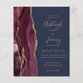 Budget Agate Burgundy Navy Blue Wedding Invitation (Voorkant)