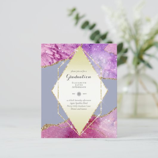 BUDGET Agate EINDEJAARSFEEST Uitnodigingen Glitter (Staand voorkant)