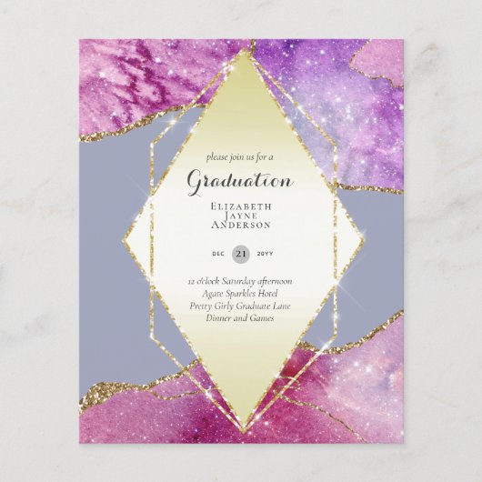 BUDGET Agate EINDEJAARSFEEST Uitnodigingen Glitter (Voorkant)