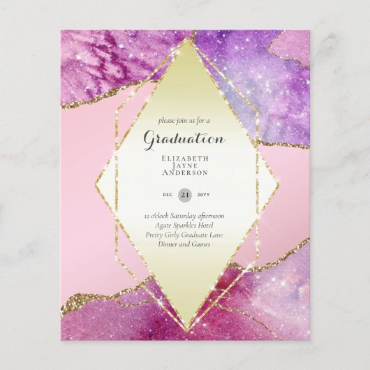 BUDGET Agate EINDPARTY Uitnodigingen Glitter Glamo Flyer (Voorkant)