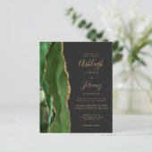 Budget Agate Hunter Green Gold Donk Wedding Invite (Staand voorkant)
