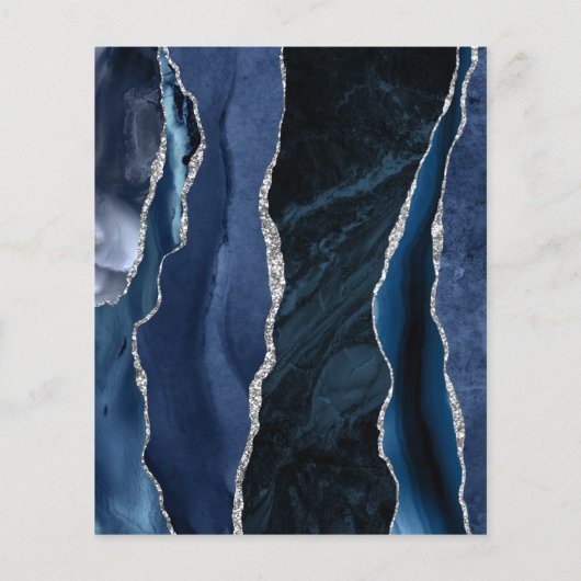 Budget Agate Marine Blue Silver Menu Mariage (Dos)