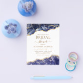 Budget Agate Navy Blauwe Gouden Bruidsdouche Flyer (Enkel)
