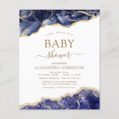 Budget Agate Navy Blue Gold Baby shower (Voorkant)