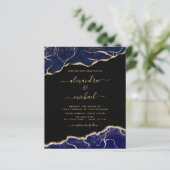 Budget Agate Navy Blue Gold Blue Wedding (Staand voorkant)